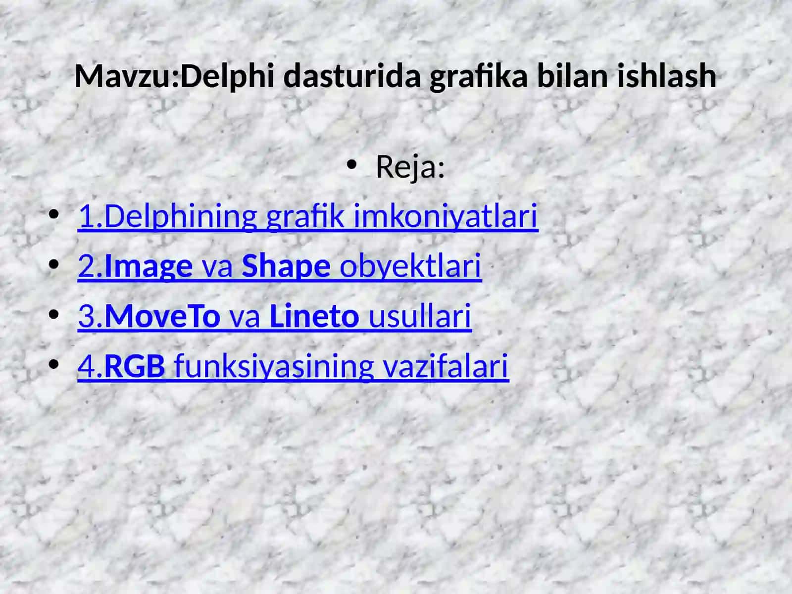 Delphi dasturida grafika bilan ishlash 2