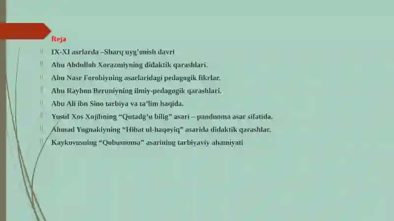 SHARQ UYG’ONISH DAVRIDA PEDAGOGIK FIKRLARNING RIVOJLANISHI 2