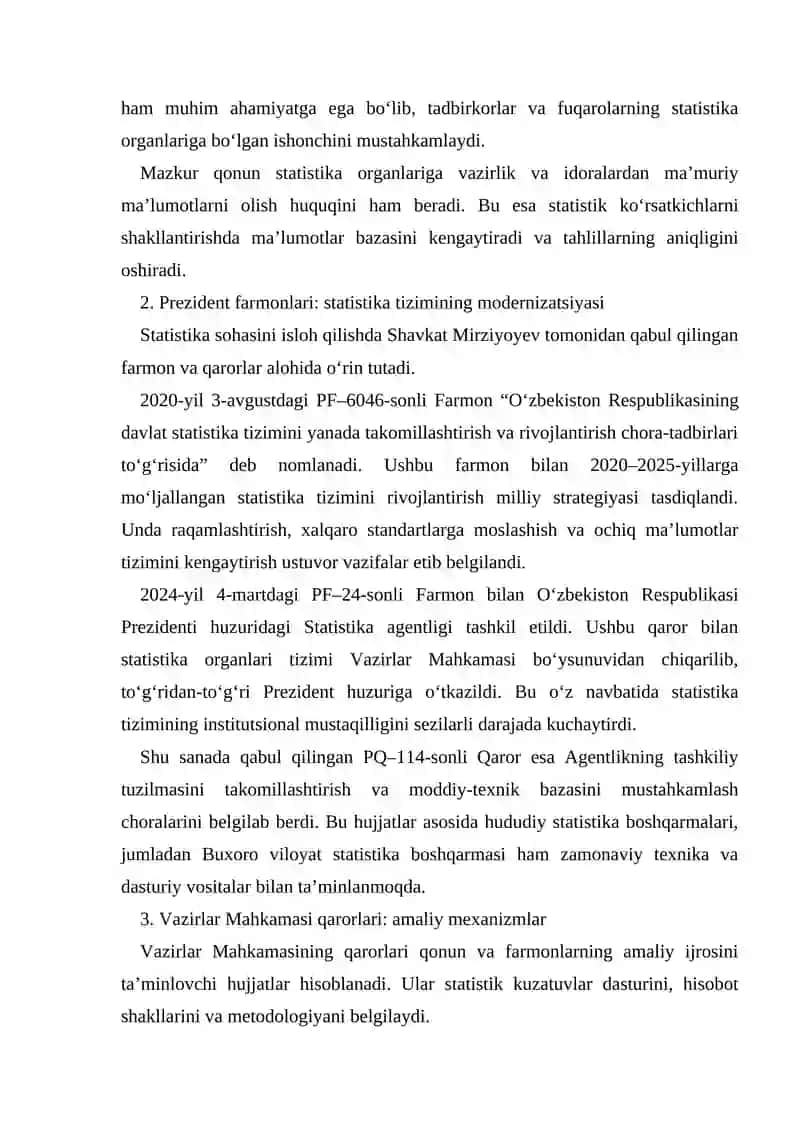 Statistikaga oid nizomlar bilan tanishish 2