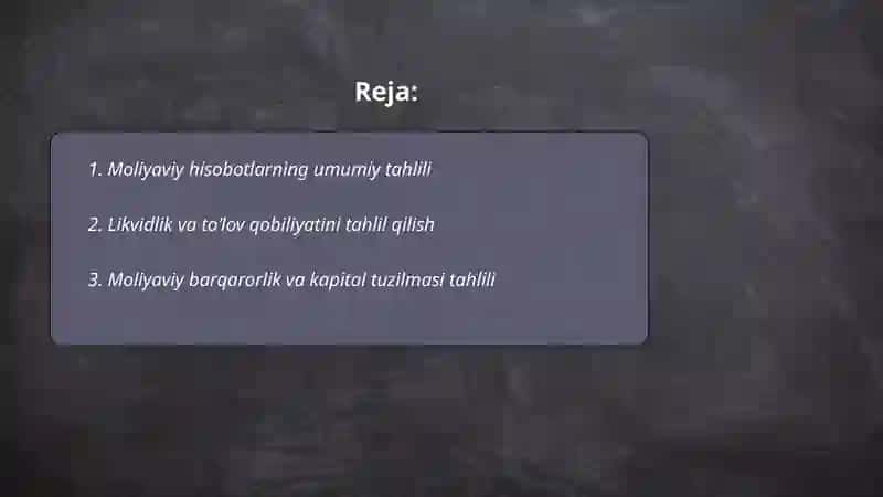 Moliyaviy va boshqaruv taxlili 2