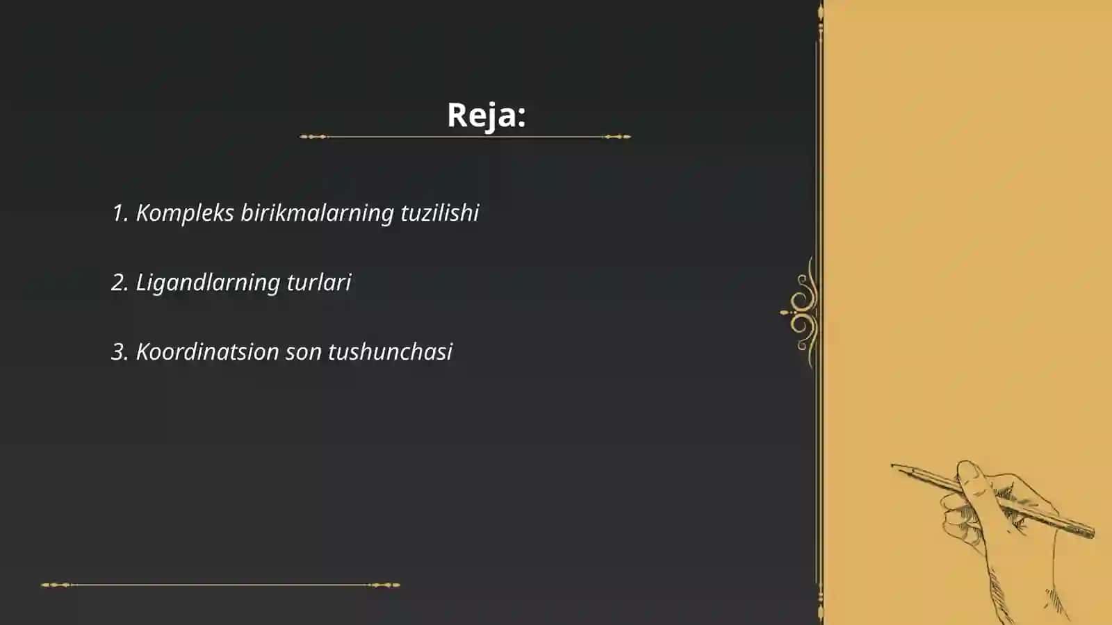 Kompleks birikmalarning tuzilishi 2