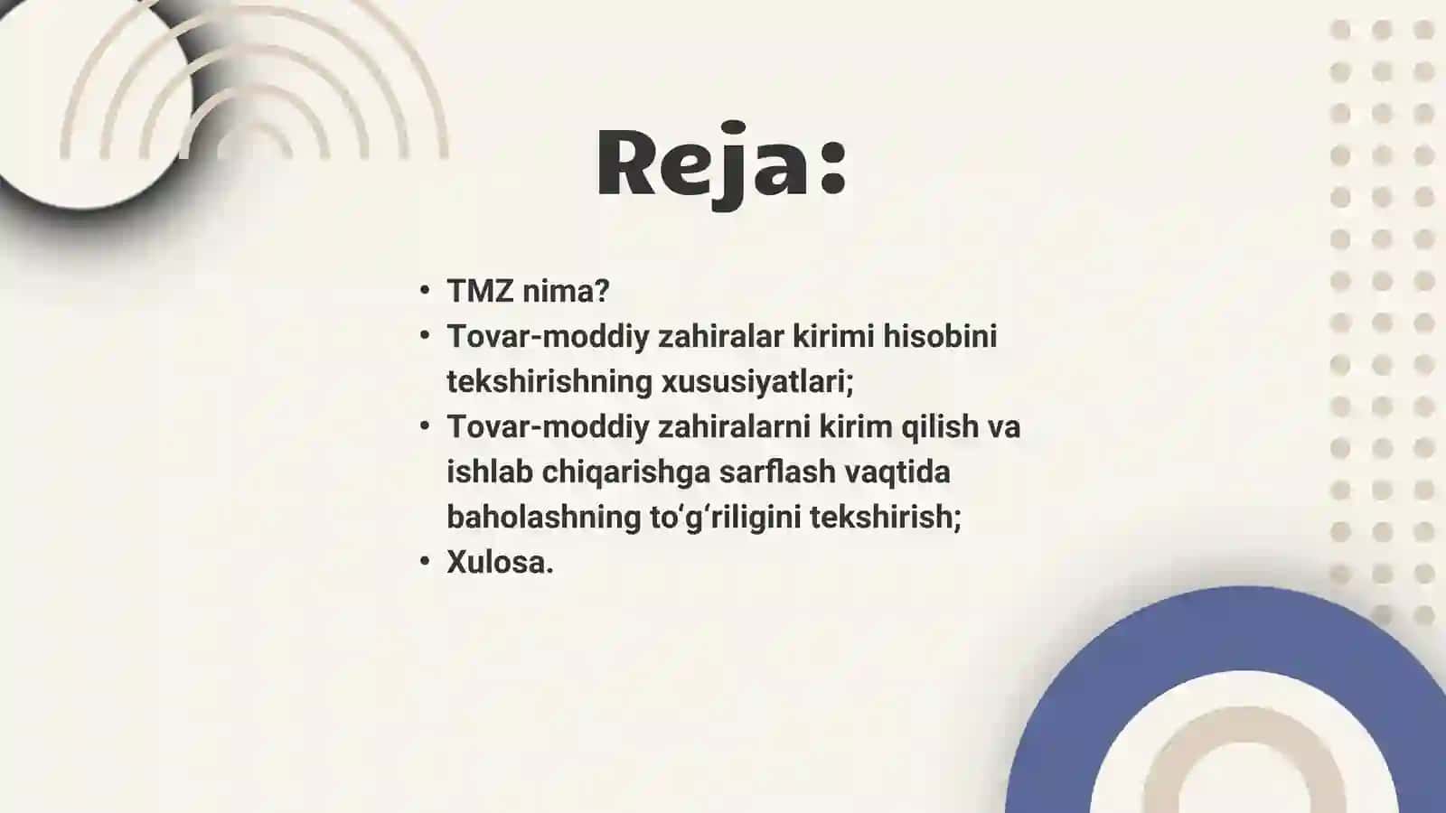TOVAR-MODDIY ZAXIRALAR AUDITINI TASHKIL QILISH 2