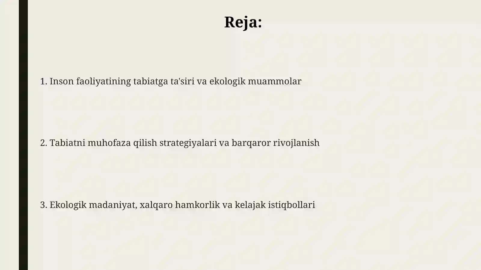 11 sinf Loyiha ishi Inson faoliyatining tabiatga ta'siri va ekologik muammolar  haqida 2