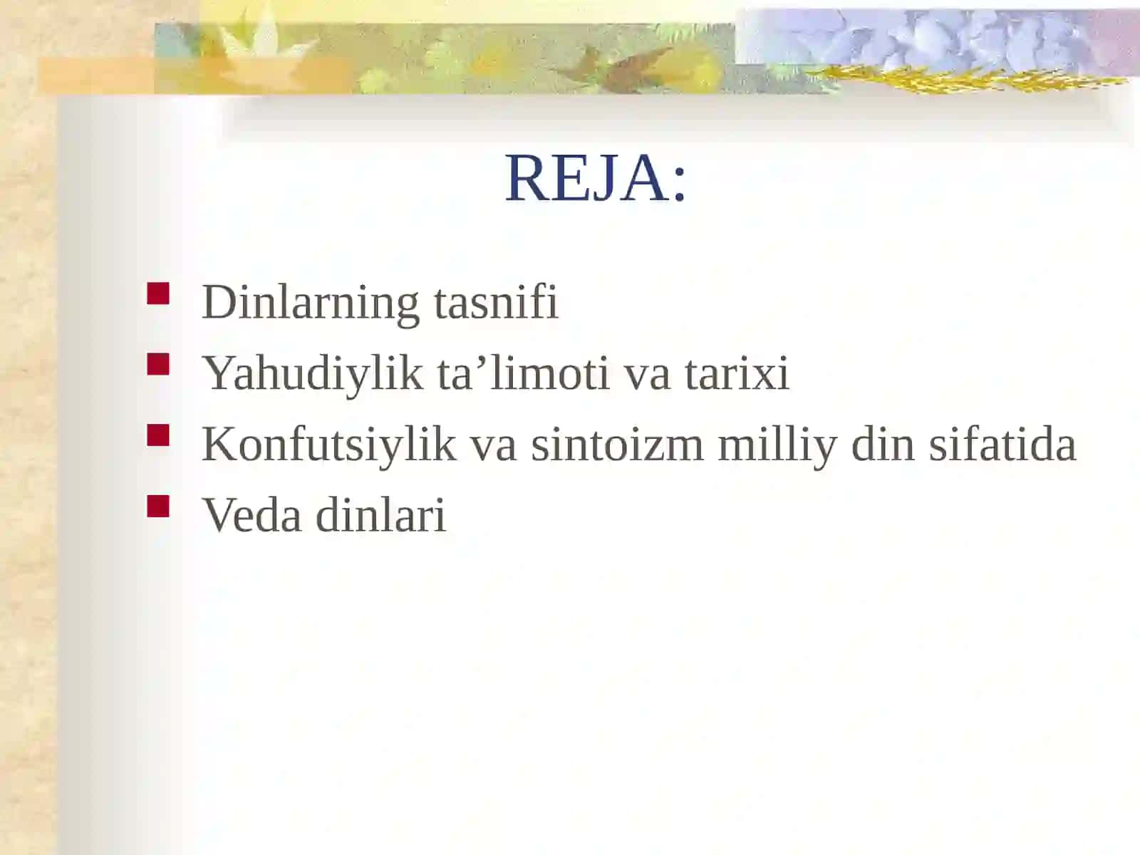 MILLIY DINLAR 2