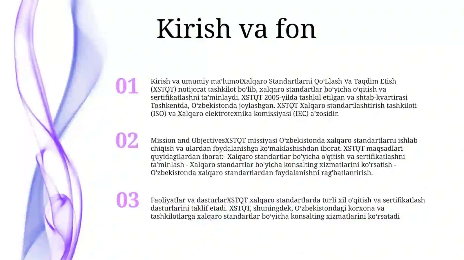 Xalqaro Standartlarni QoʻLlash Va Taqdim Etish 2