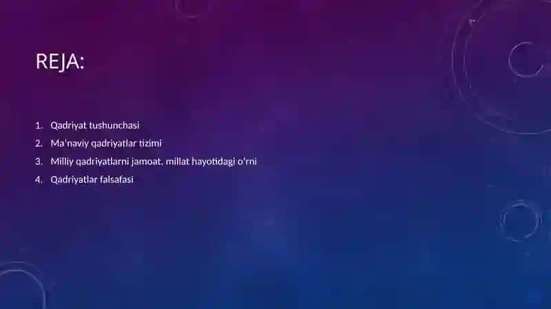 Maʼnaviyat va Qadriyatlar Tizimi 2
