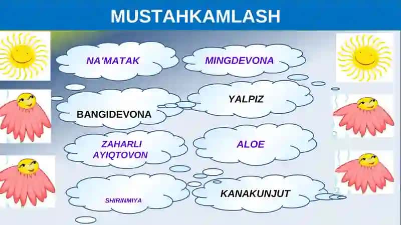 BIOLOGIYA 5-sinf MUSTAHKAMLASH 2