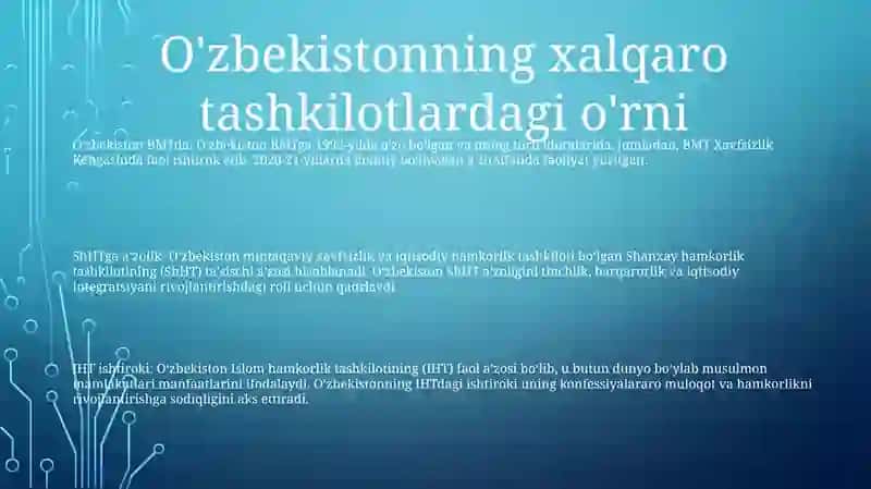 Oʻzbekiston Va Jahon Hamjamiyati 2