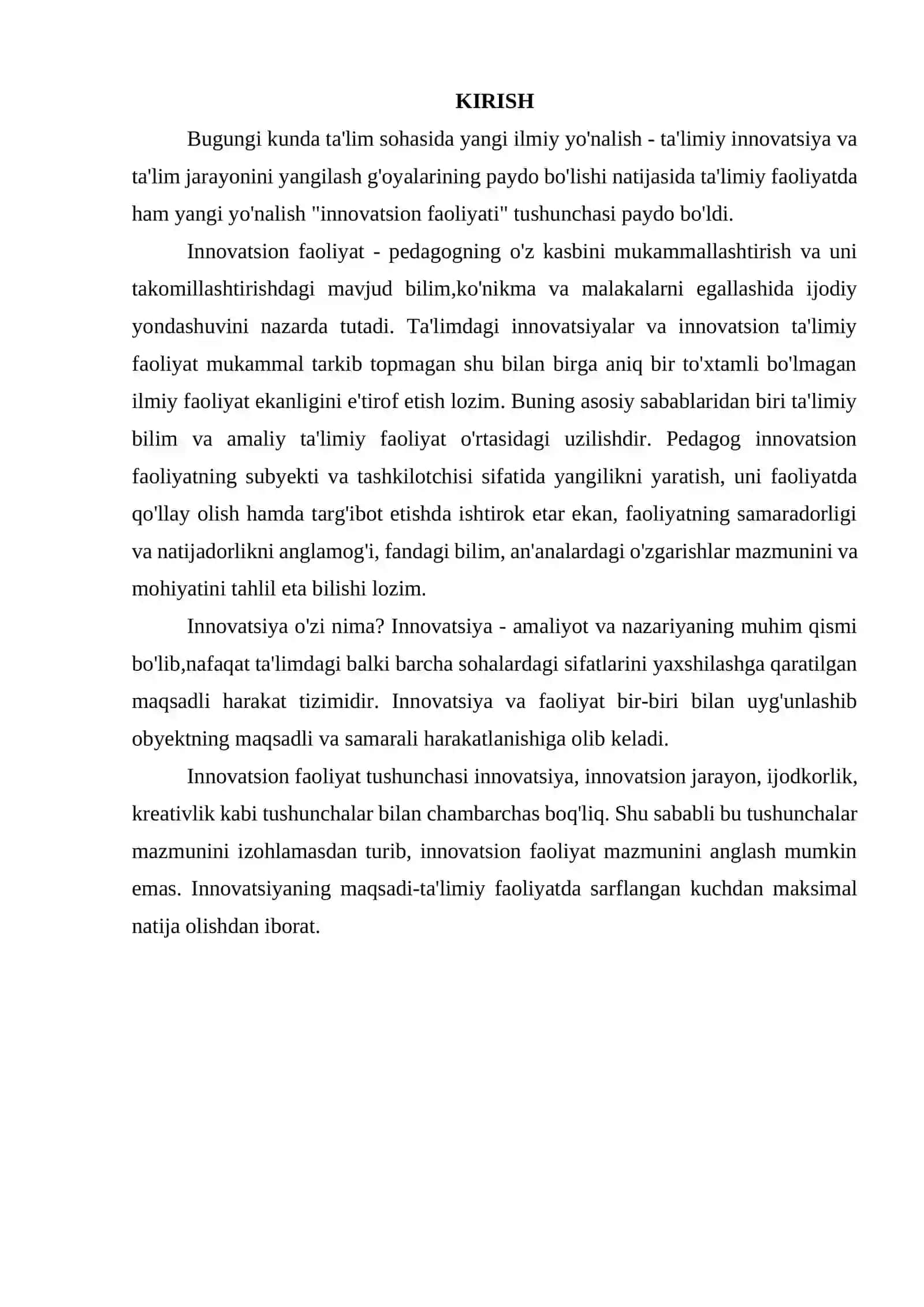 Pedagogik innovatsiyaning o'ziga xos xususiyatlari 2