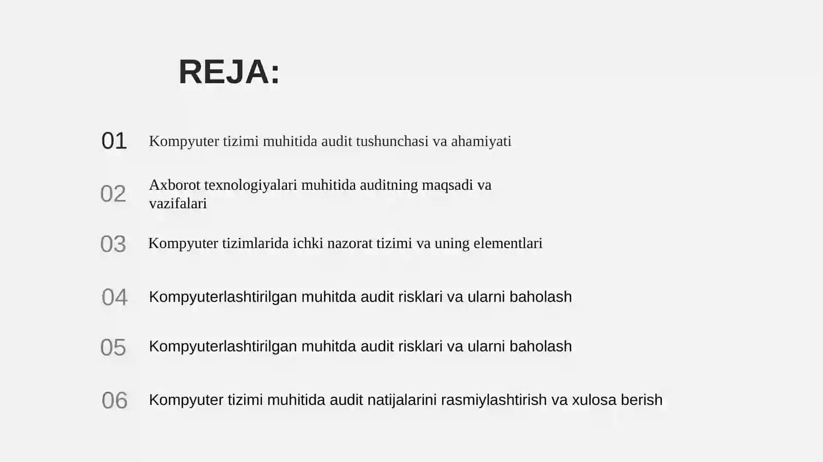 Kompyuter tizimi muhitida audit o’tkazish 2