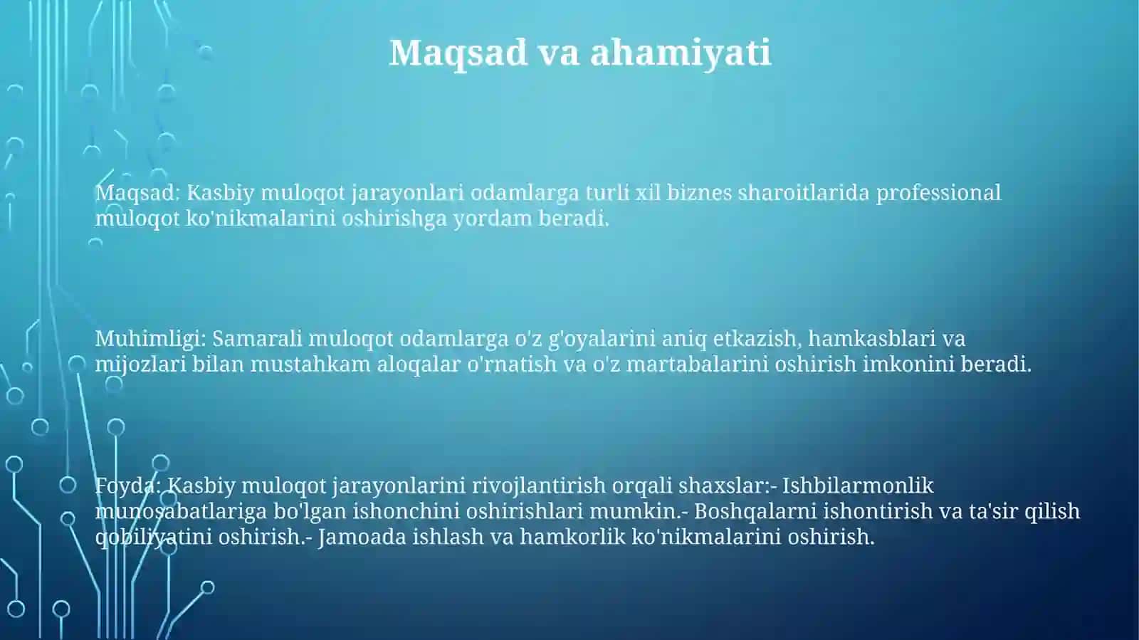 Kasbiy Muloqot Jarayonlari 2