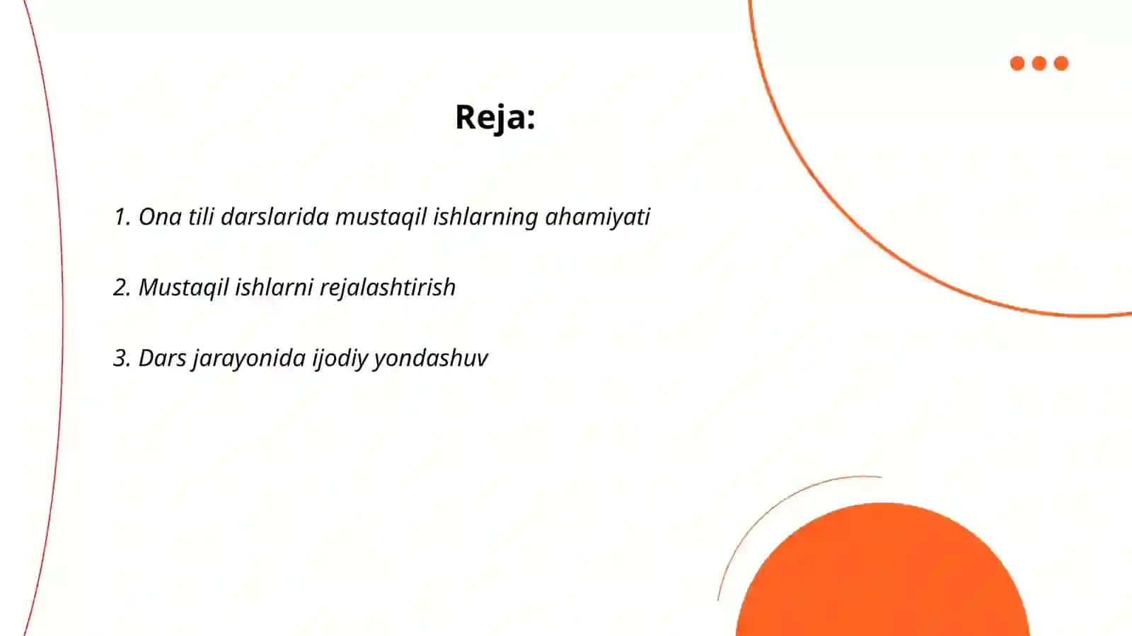Mustaqil ishlarni tashkil qilish 2