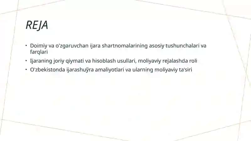 Doimiy va o'zgaruvchan ijaraning asosiy tushunchalari va farqlari 2