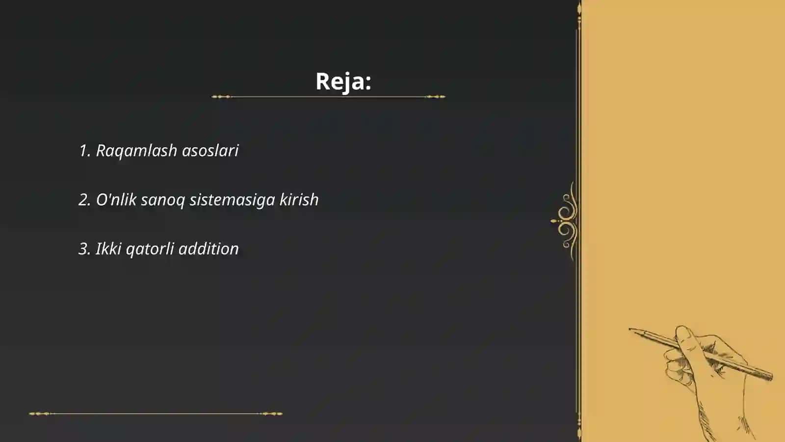 Raqamlash asoslari 2