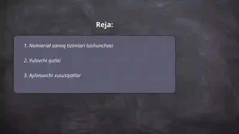 Noinierial sanoq tizimlari 2