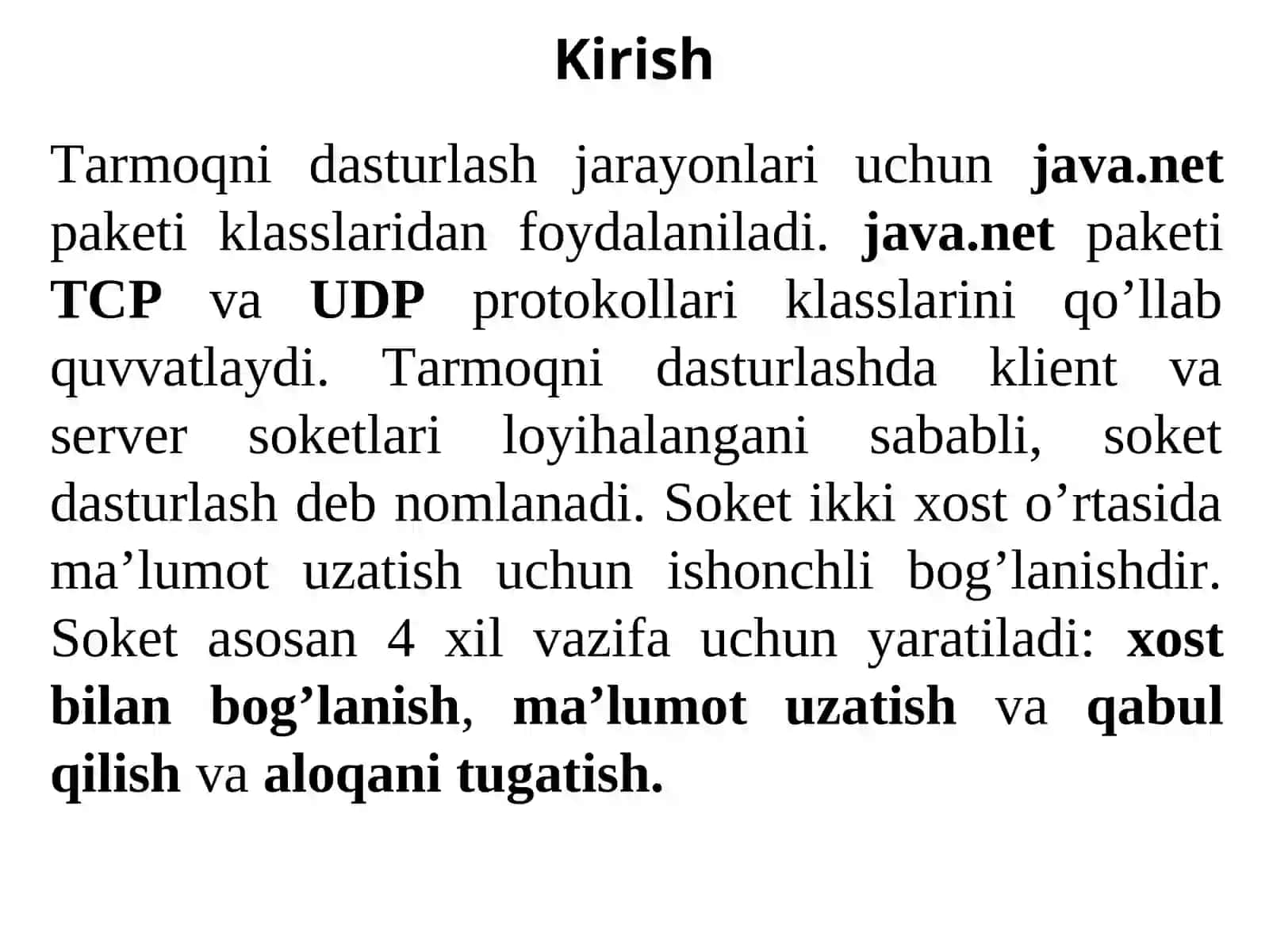 Tarmoqni dasturlashda soketlar 2