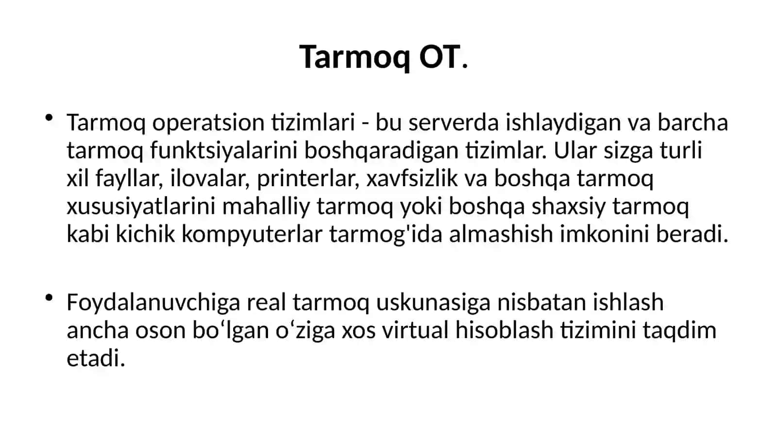 Tarmoq operatsion tizimlari 2
