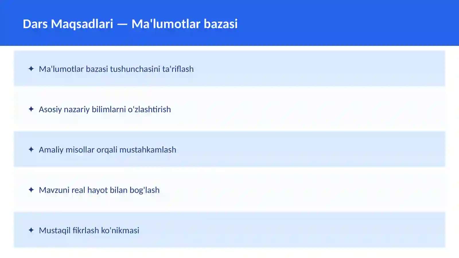 O'qituvchilar va talabalar uchun dars ishlanma 2