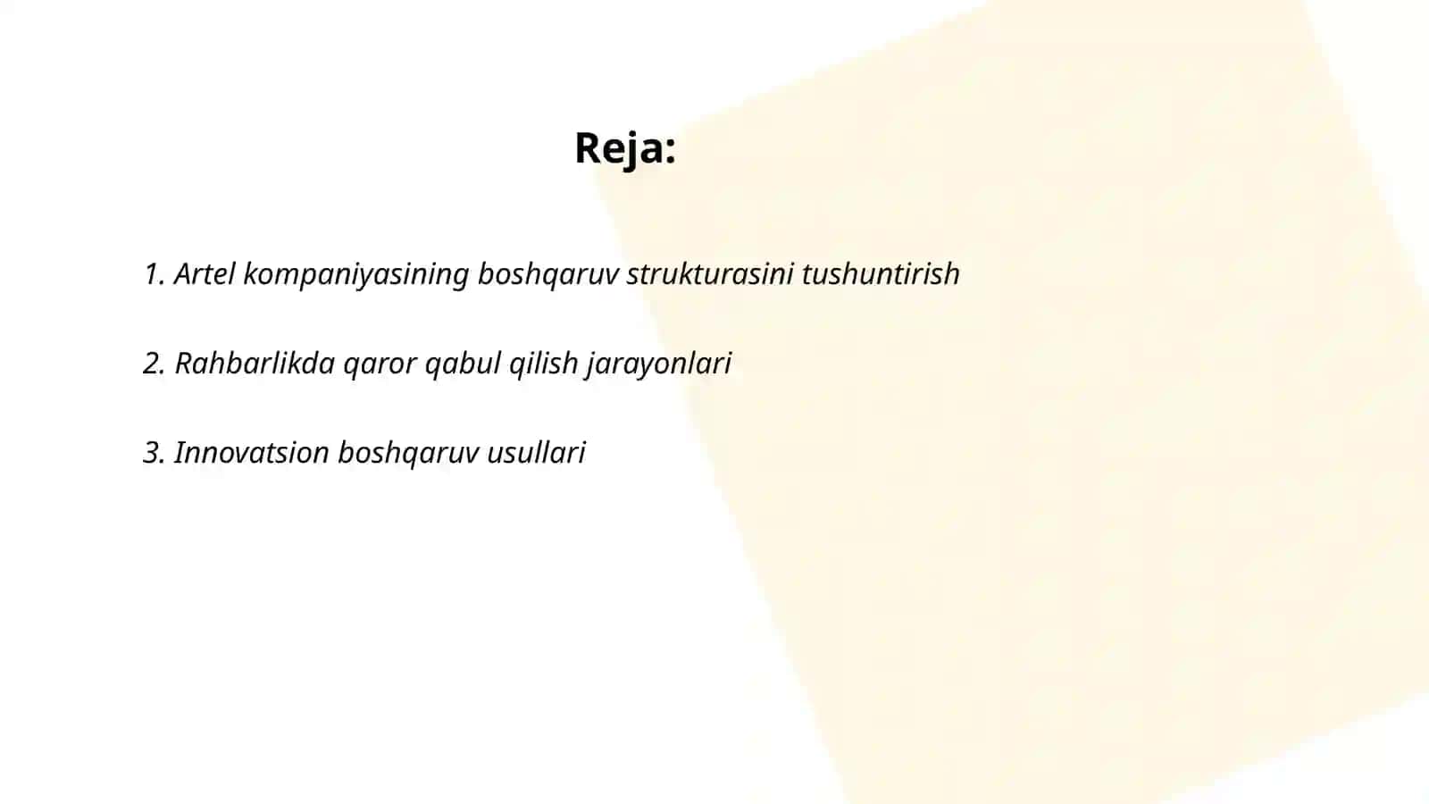 Artel kompaniyasining boshqaruv uslubi 2