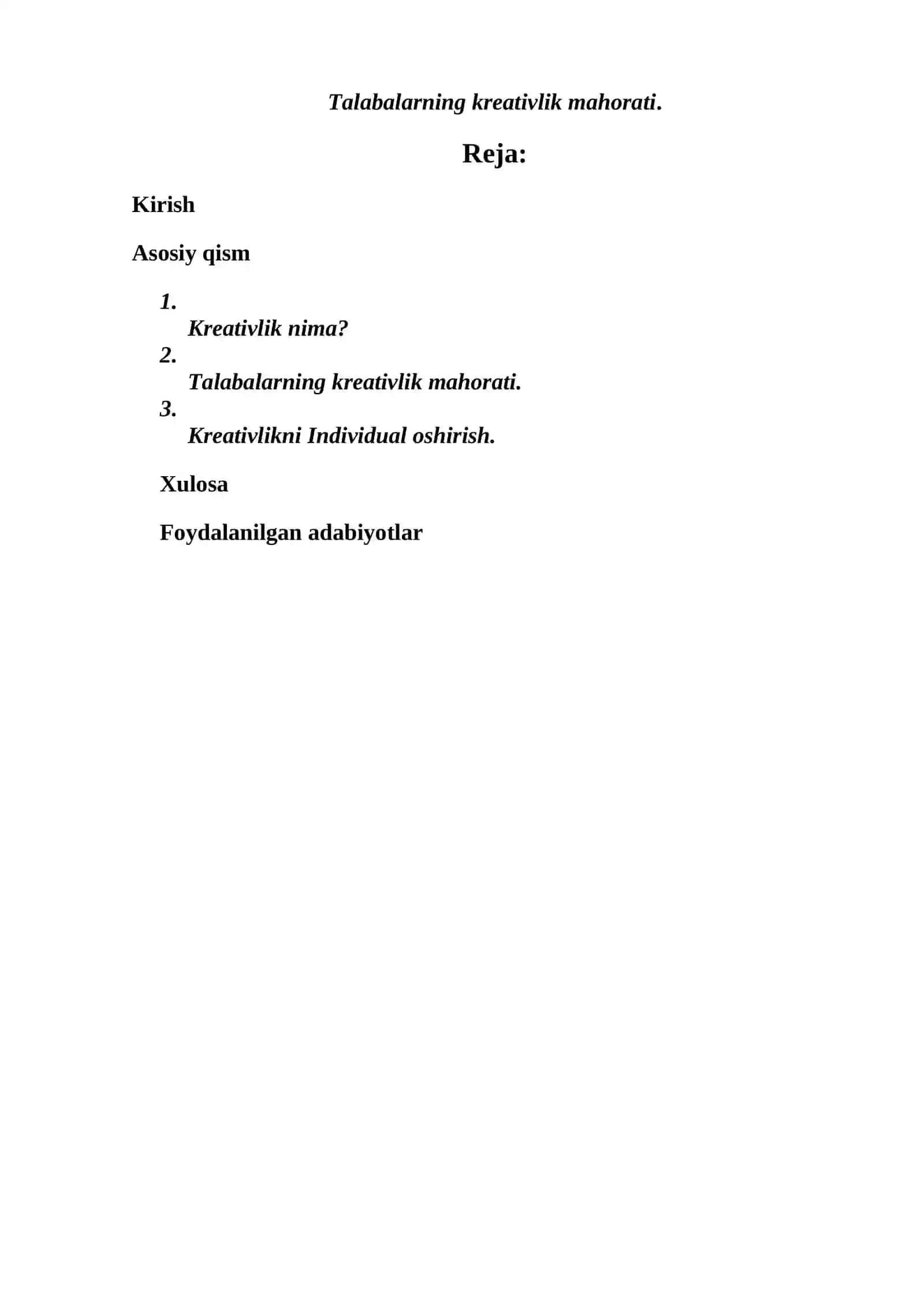 Pedagogik maxorat fanidan Mustaqil ishi 2