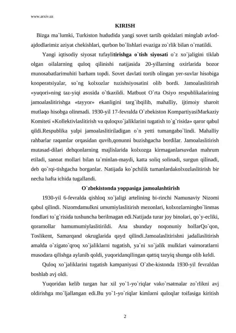 O`zbekistonda yoppasiga jamoalashtirish 2