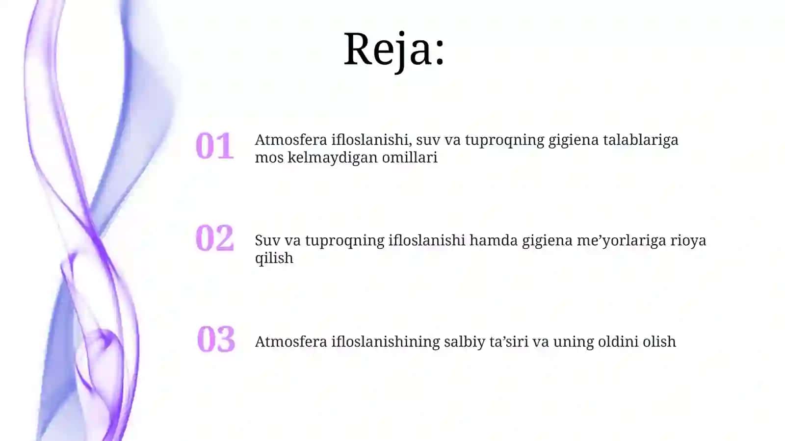 Atmosfera ifloslanishi, suv va tuproqning gigiena talablariga mos kelmaydigan omillari 2