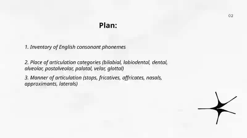The system of consonant phonemes in english 2