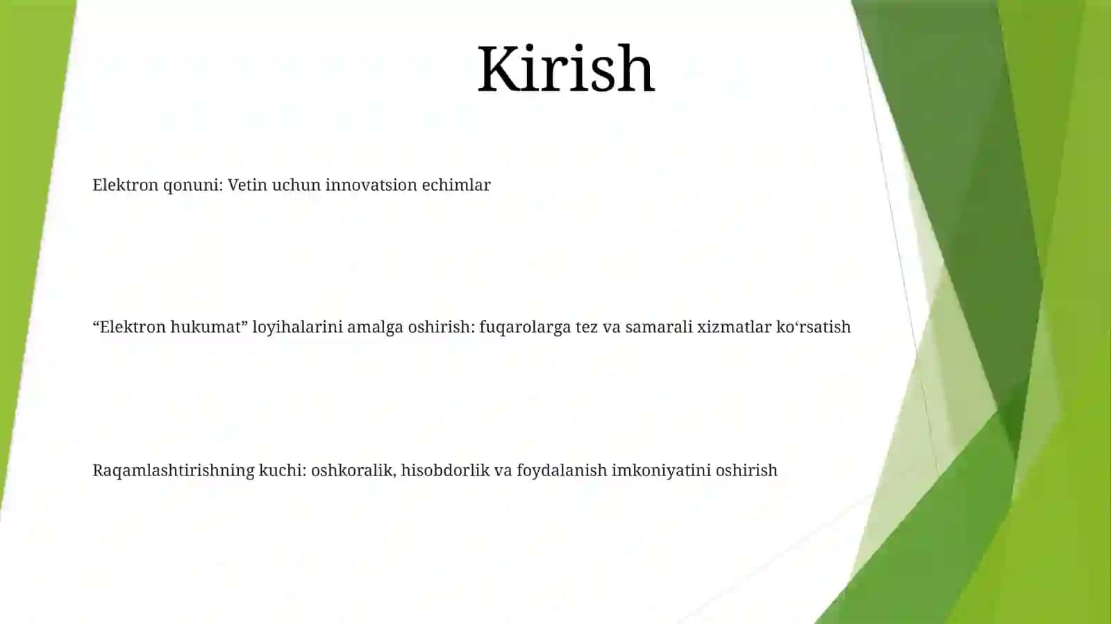 "Elektron Hukumat Loyihalarini Amalga Oshirish" 2