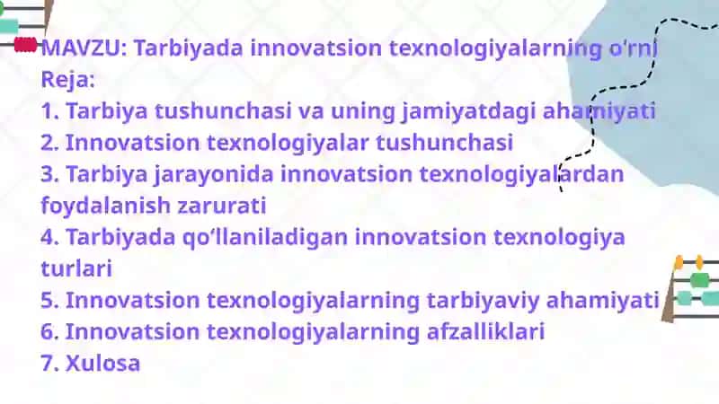 Tarbiyada innovatsion texnologiyalarning o‘rni 2