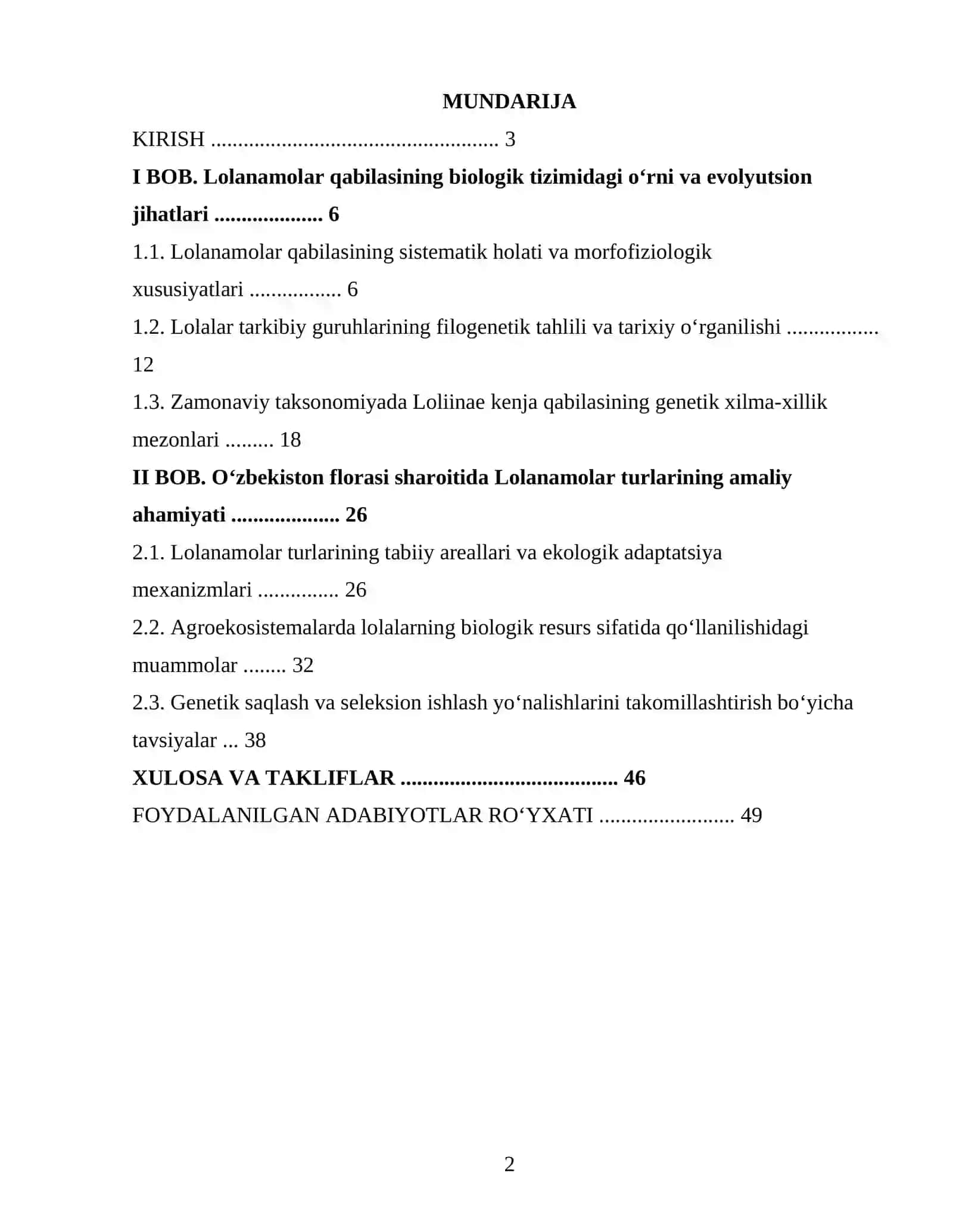 Lolanamolar(lolalarning biologik asoslari) qabilasi 2