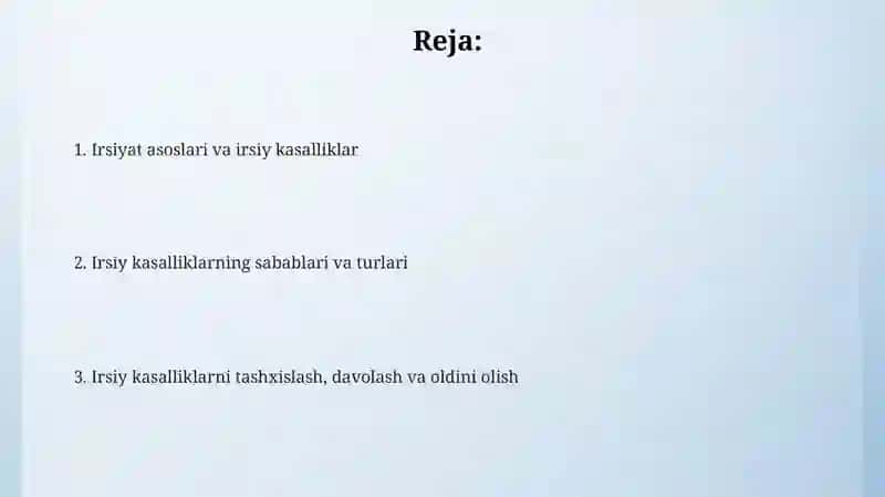 Irsiyat va irsiy kasalliklar 2