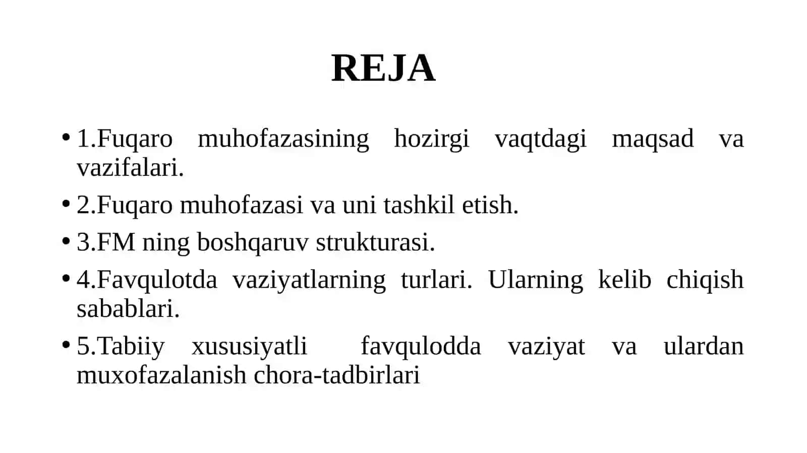 FAVQULODDA VAZIYATLARNING TURLARI. FUQARO MUHOFAZASINING HOZIRGI VAQTDAGI MAQSADI VA VAZIFALARI 2