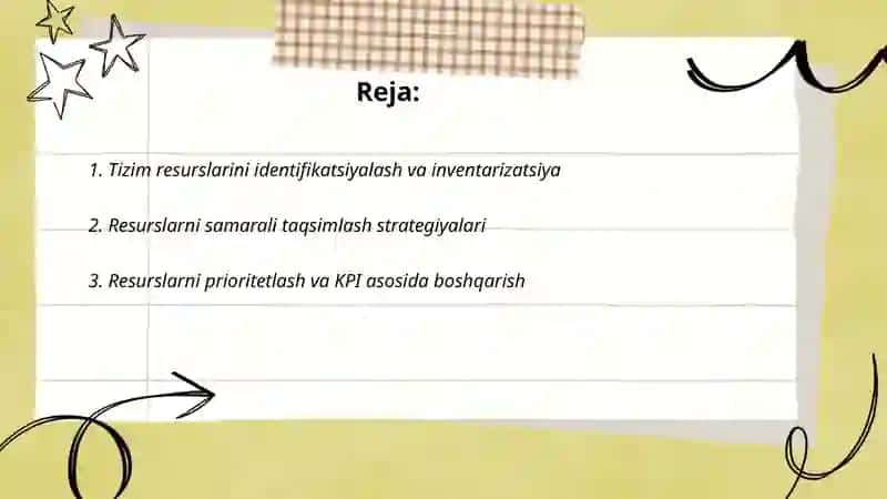 Tizim resurslarini samarali boshqarish va ularning taqsimoti 2