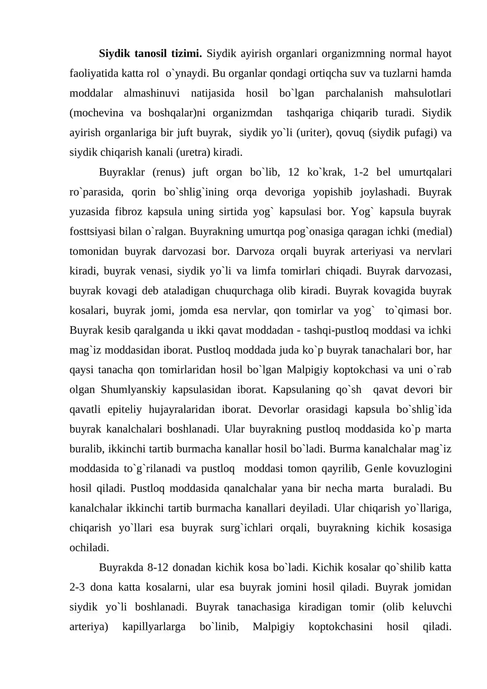 Siydik tanosil tizimi 2