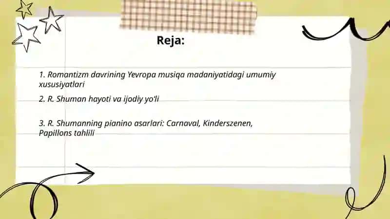 Yevropamusiqamadaniyati. Romantizm. R.Shuman ijodi 2