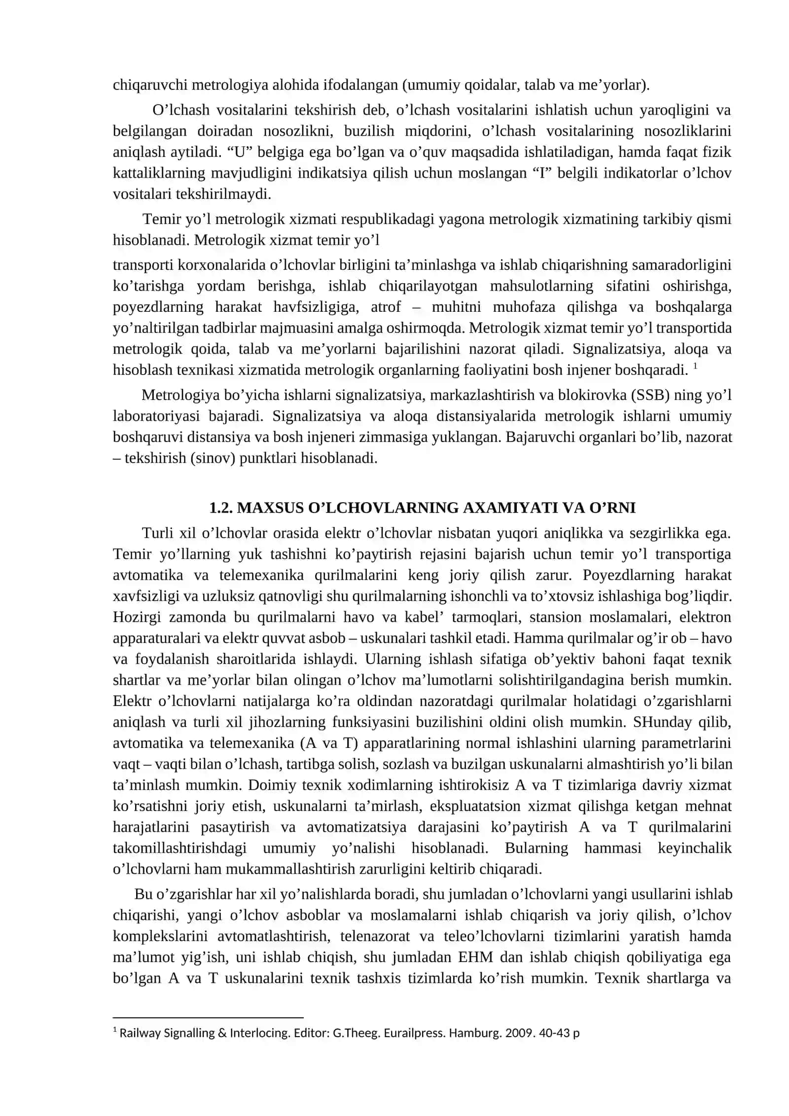 TEMIR YO‘L AVTOMATIKA VA TELEMEXANIKASIDA MAXSUS O‘LCHOVLAR VA TEXNIKAVIY TASHXISLASH 2