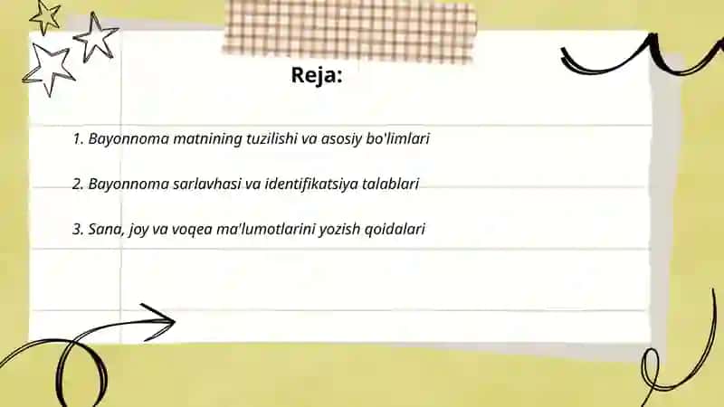 Bayonnoma matni tayyorlash 2