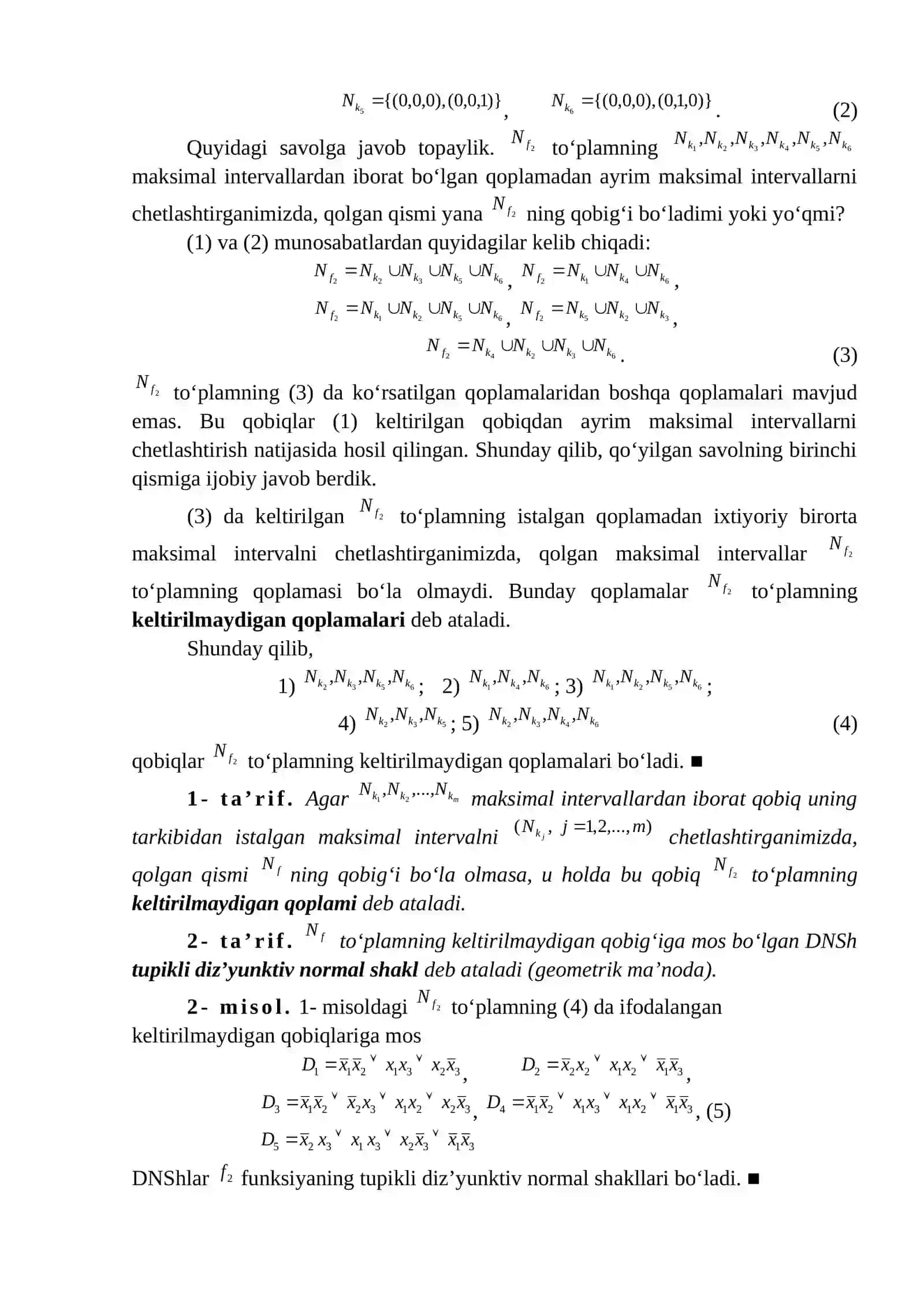 Tupikli diz’yunktiv normal shakllarni geometrik asosda yasash usullari 2