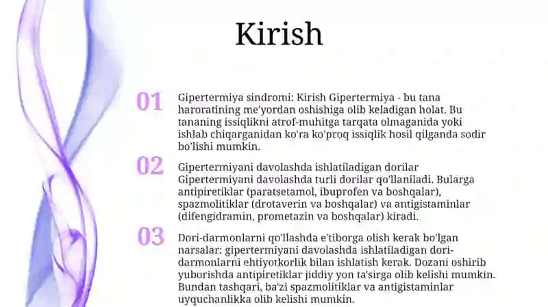 Gipertermiya Sindromi Va Uni Davolashda Ishlatiladigan Dori Vositalari 2