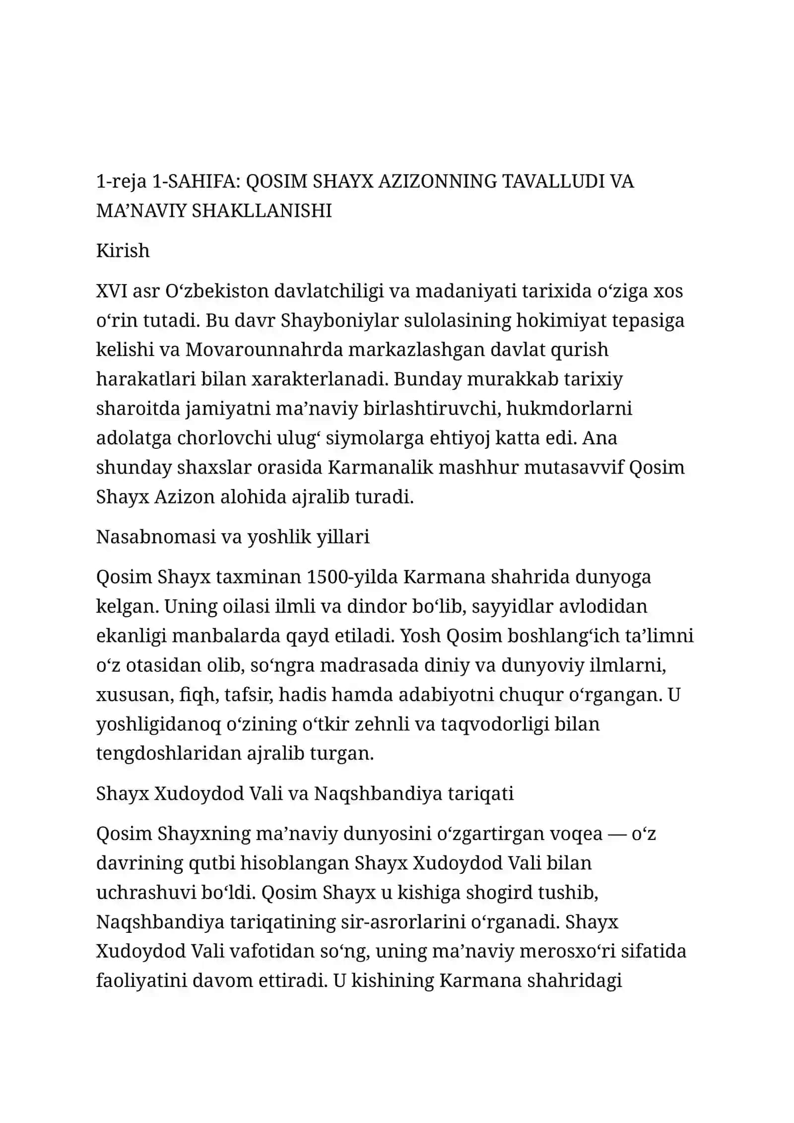 Qosim Shayx Azizonning hayot yo‘li va tasavvufiy qarashlari 2