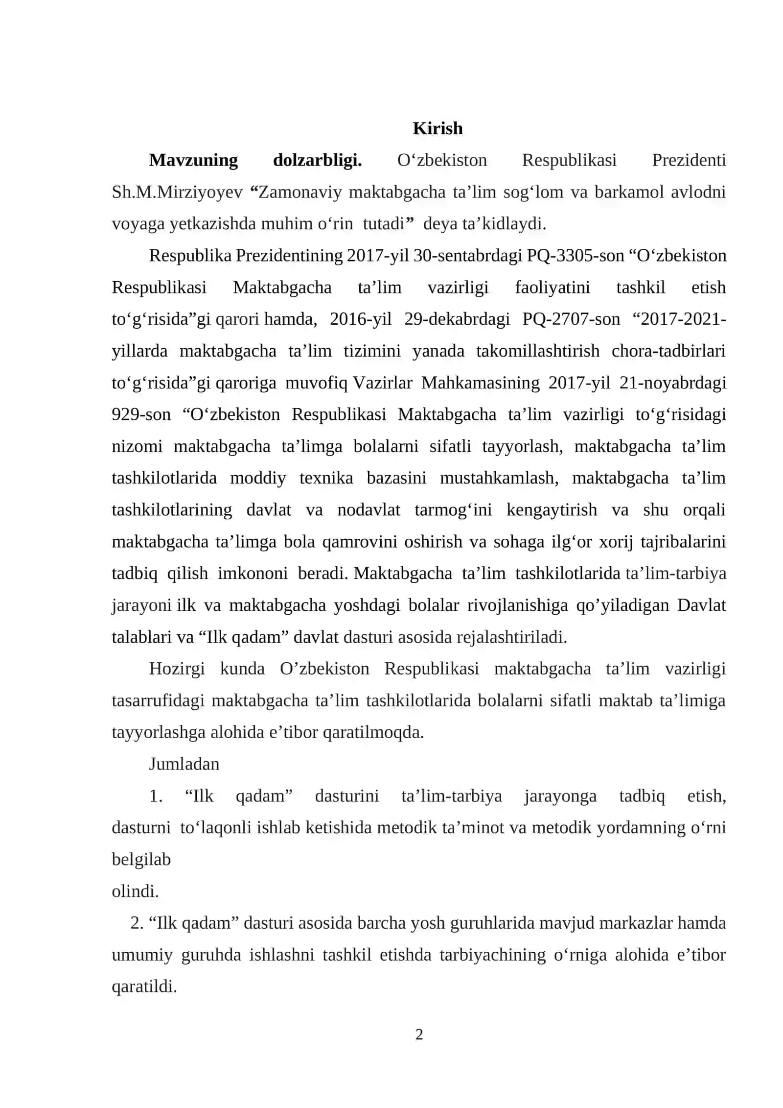 Maktabgacha ta'lim tashkilotlarining ish hujjatlari 2
