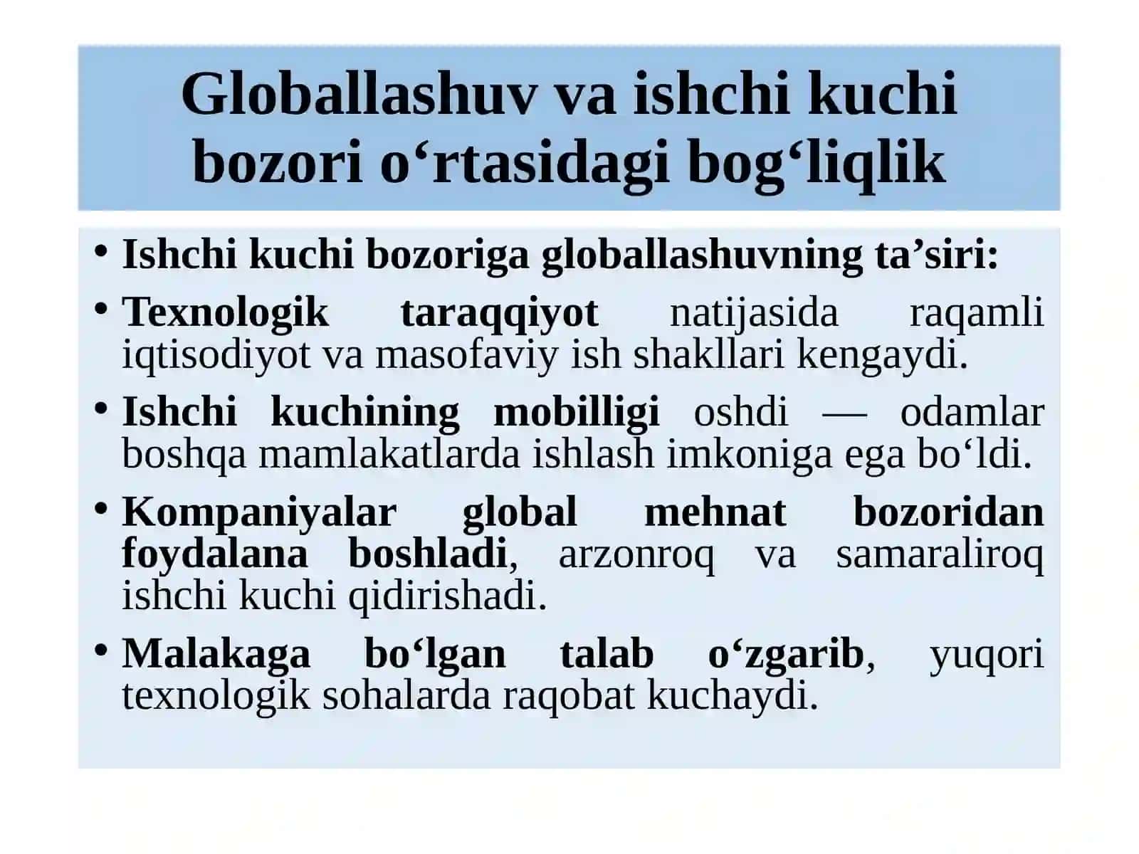Ishchikuchibozorining global muammolari 2