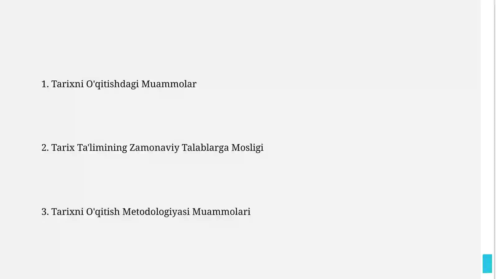 Tarix fanini o'qitishning tarbiyaviy masalalari 2