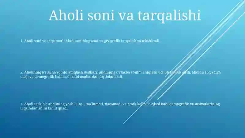 Aholi Soni Va Tarkibi Statistikasi 2