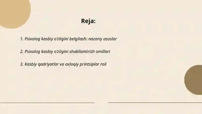 Psixolog kasbiy oʻzligini belgilash 2