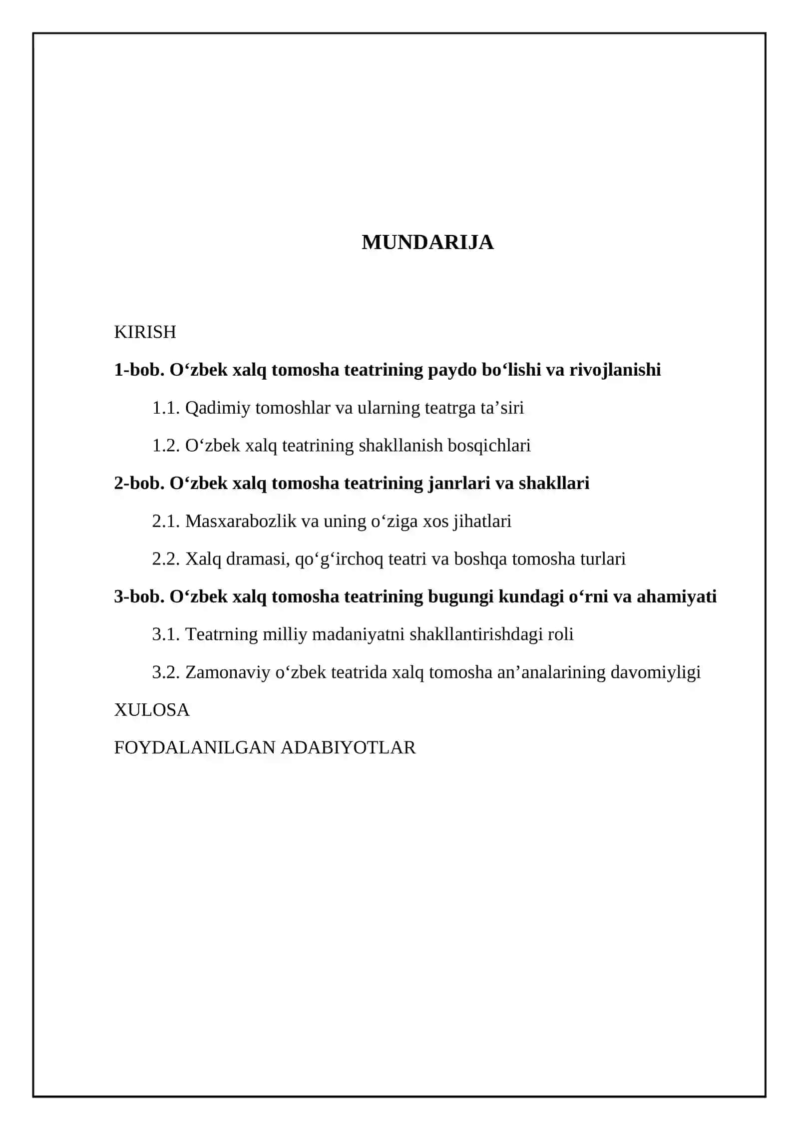 O‘ZBEK XALQ TOMOSHA TEATRI VA UNING SAN’ATDAGI O‘RNI 2
