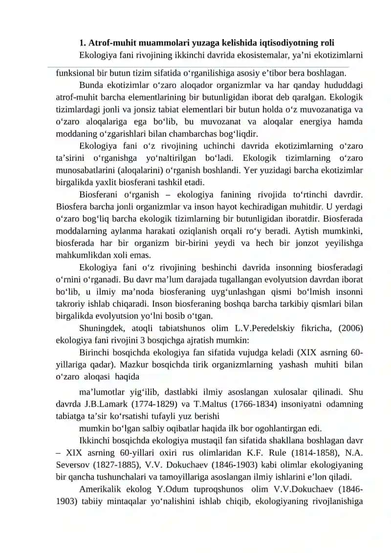 Ekologik Iqtisodiyot va Atrof Muhit 2