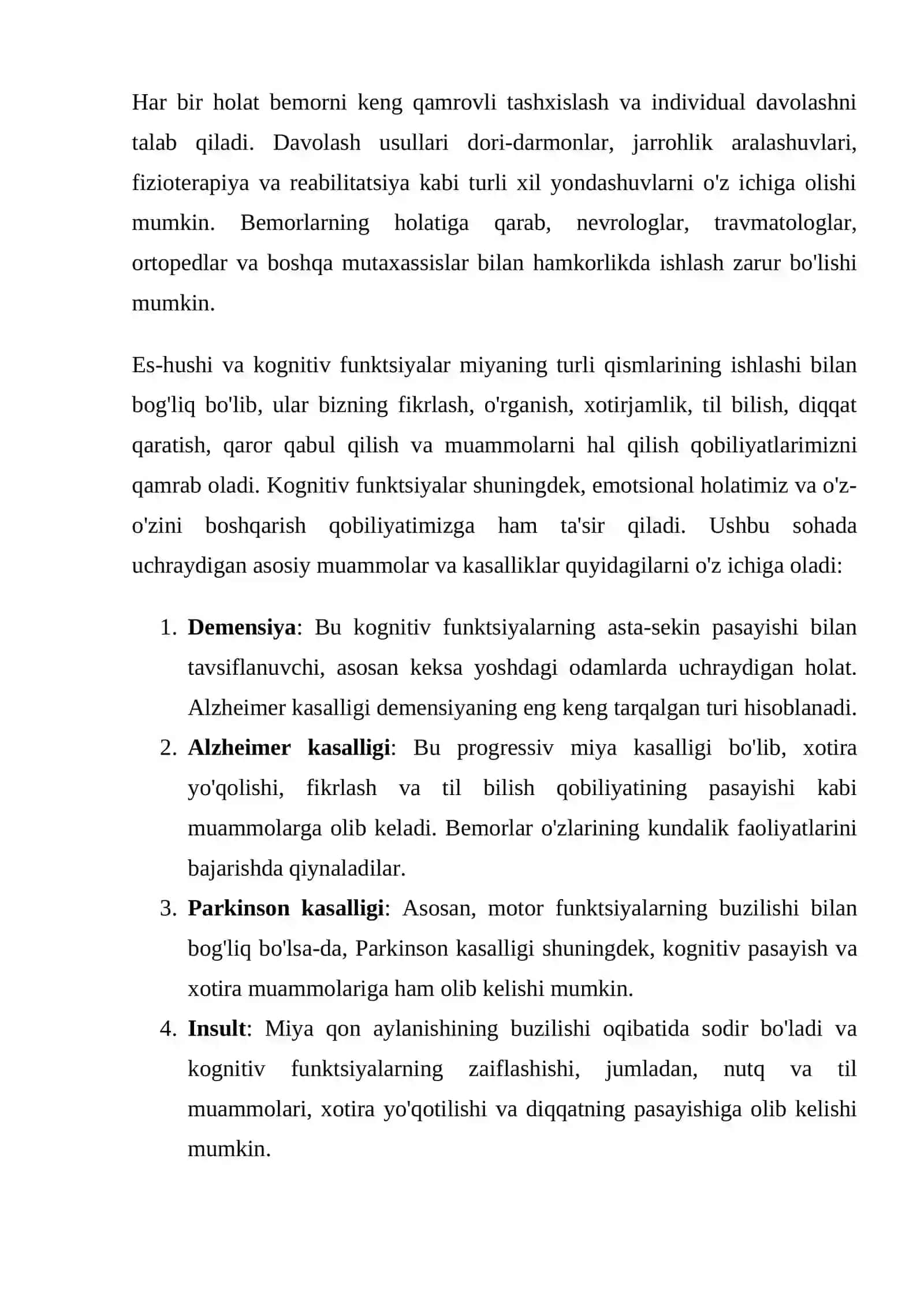 Bemorlarning es-hushi, kalla suyagi va umurtqa pog'onasi 2