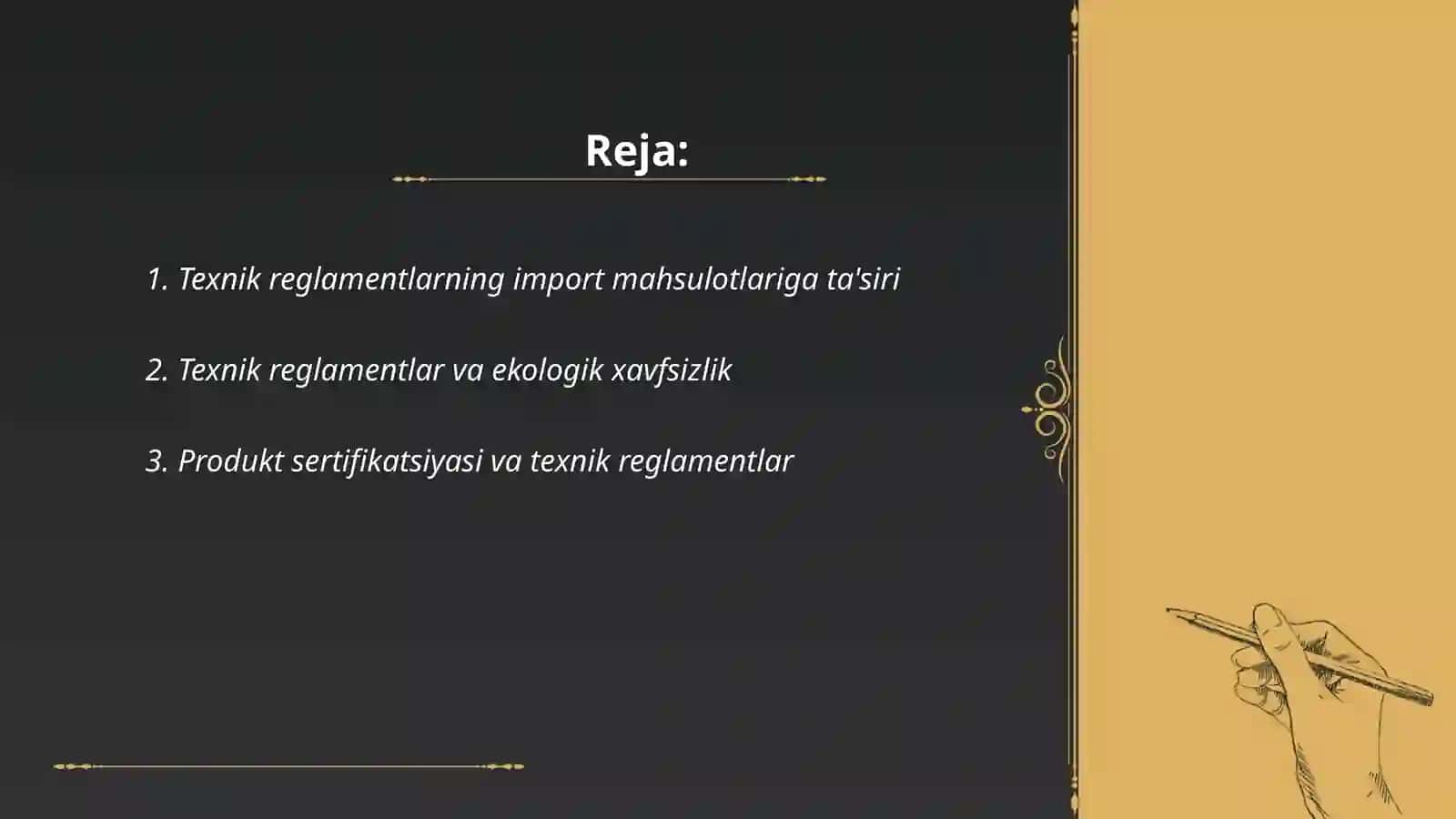 Texnik Reglamentlar va ularni ishlab chiqarish 2