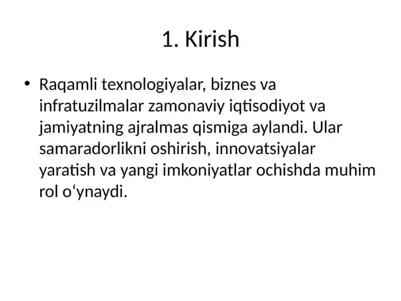 Raqamli Texnologiyalar, Biznes va Infratuzilmalar 2